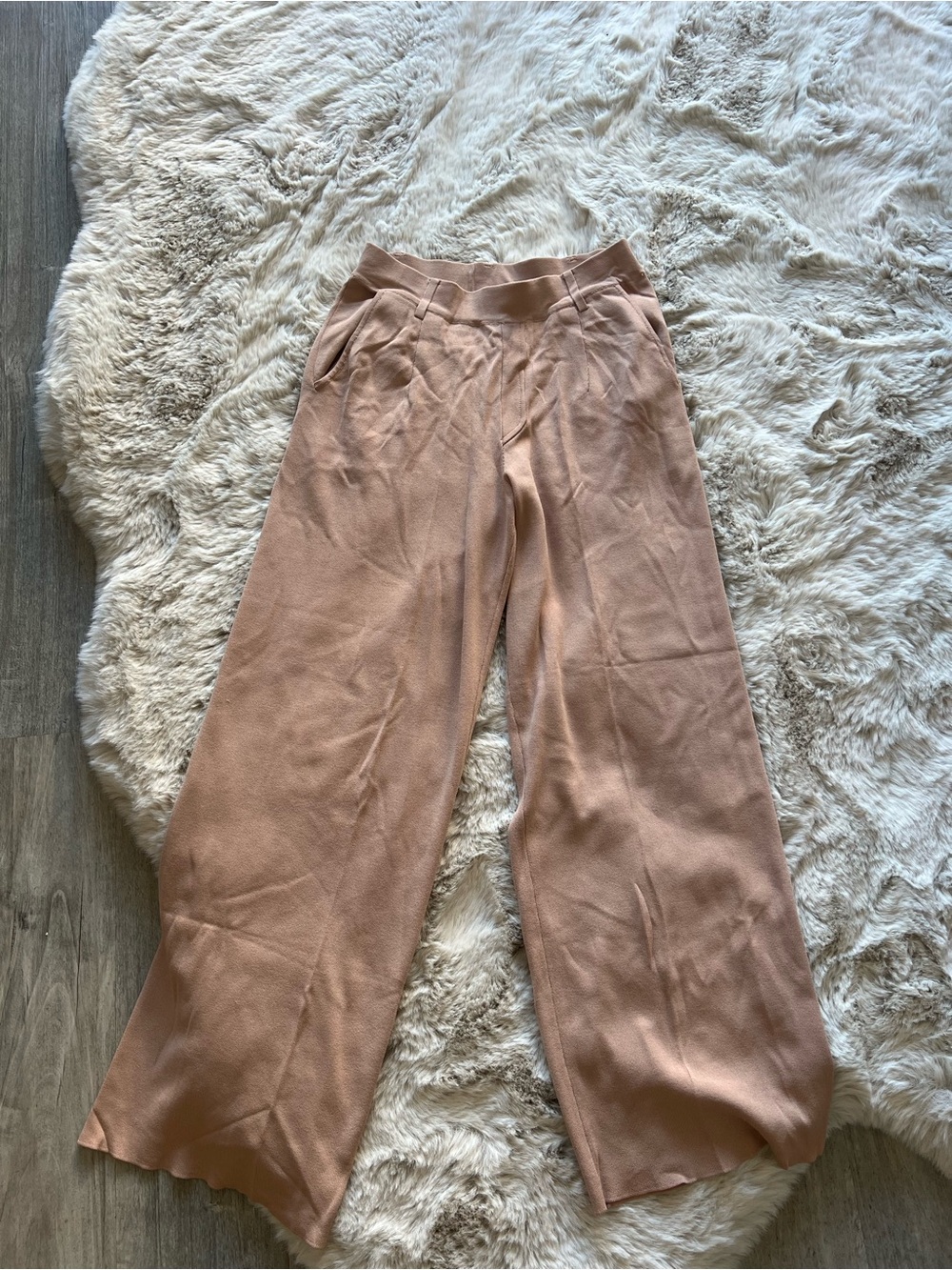Wide-Leg Knit Pants in Dusty Rose